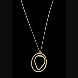 925 Sterling Silver Yellow Gold Vermeil Open Geometric 1.5" Pendant 20" Necklace